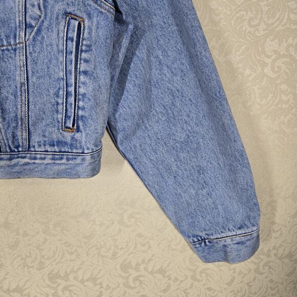 VTG 90s Limited Denim Cropped Jean Jacket sz M Blue Retro Streetwear Biker - Picture 4 of 16